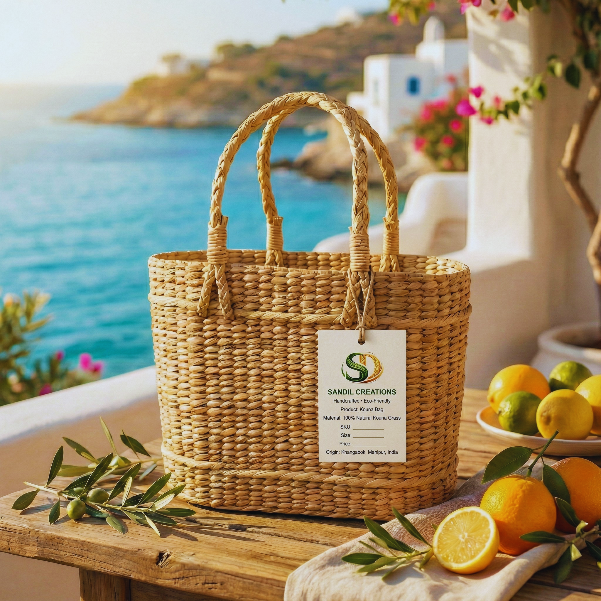 Sandil’s Kouna Oval Tote Bag Plain Weave.