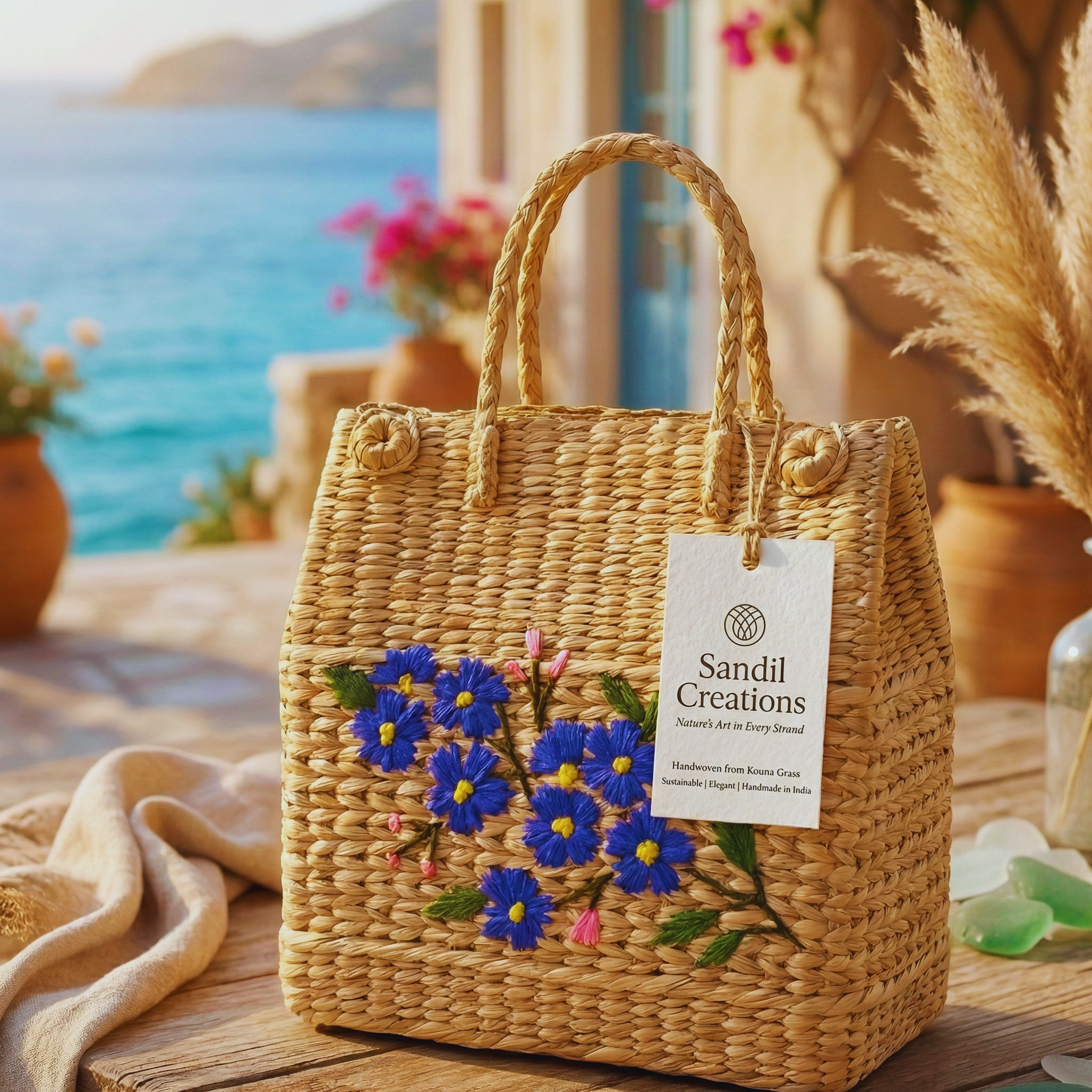 Sandil’s Kouna Picnic Bag Floral Hand-Embroidered