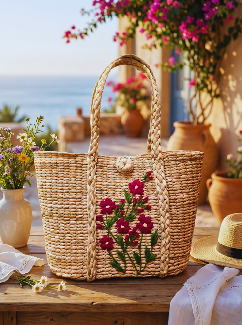 Sandil’s Kouna Oval Tote Bag Hand Embroidery.